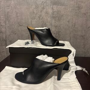 The Row Black Leather Mules